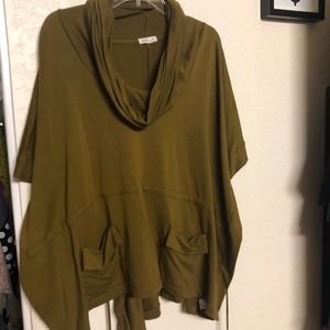 Silence + Noise Olive green poncho